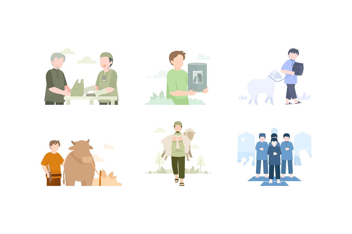 Faceless Eid Al-Adha Illustrations, a Seasonal Illustration by Berkah Studio (Photo 7 of 9)