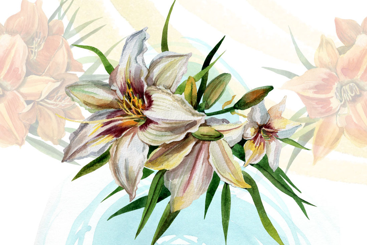 Watercolor flowers set - Lilies, a Texture Illustration by My art shop (Photo 2 of 4)