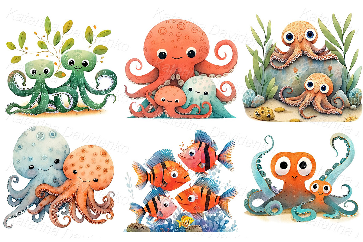 Watercolor cartoon animals bundle, an Animal Illustration by Bubert Art