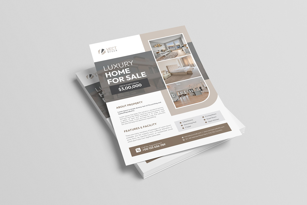 Luxury Home Sale Flyer, a Flyer Template by VectStock (Photo 1 of 5)