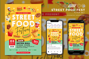 Street Food Fest Flyer Set, a Flyer Template by Aarley Kaiven
