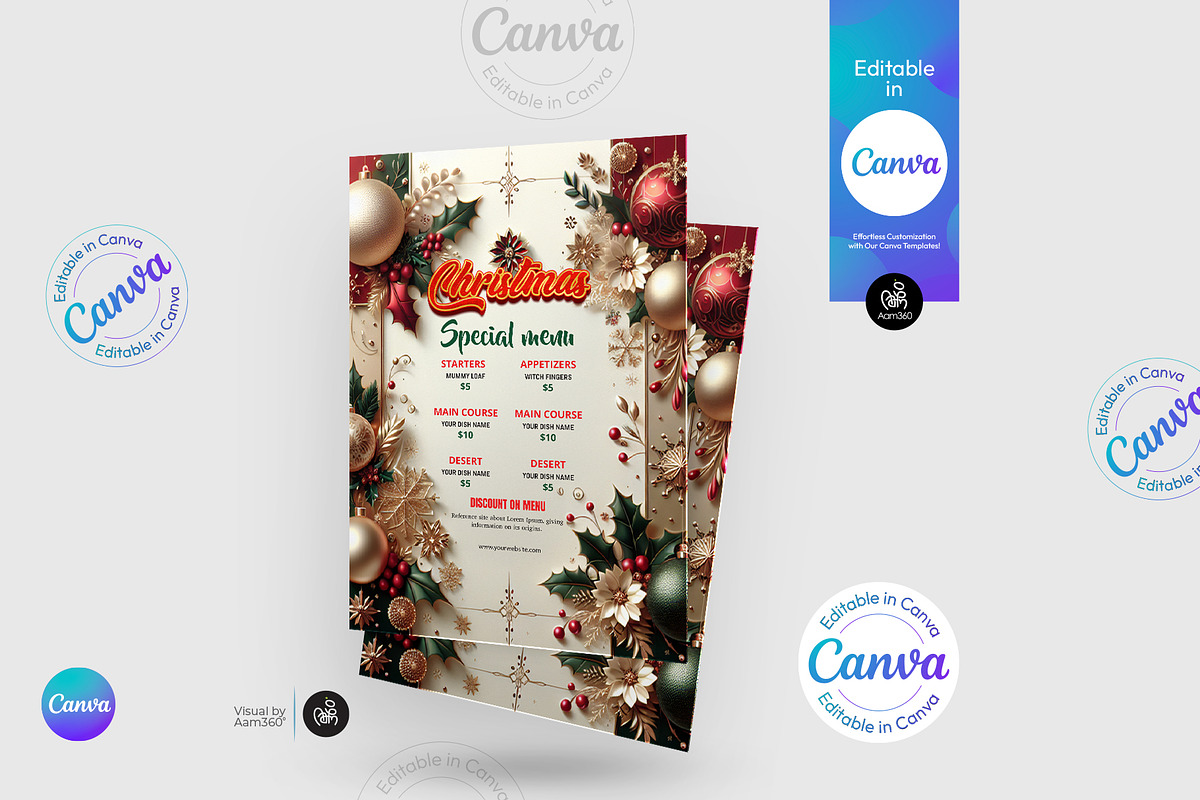 Christmas Menu Flyer Template, a Flyer Template by Aam360 (Photo 3 of 3)