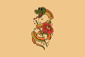 Retro Sliced Snake Illustration