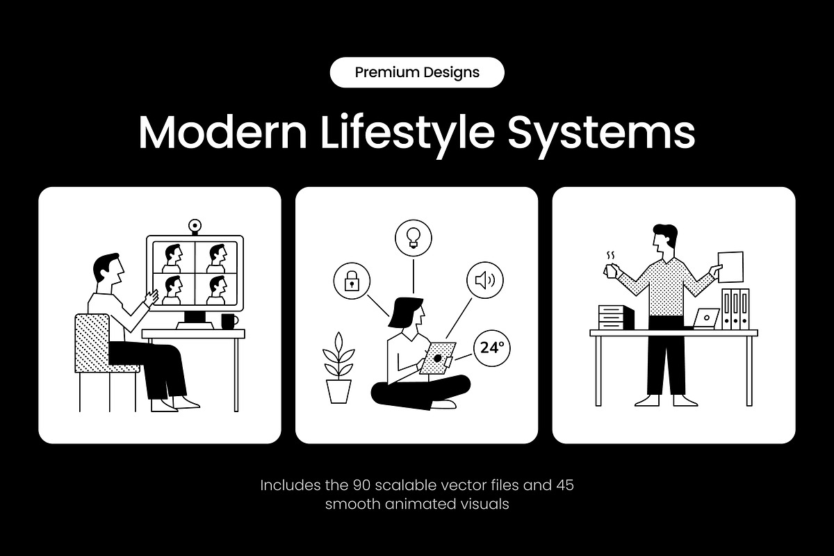 135 Modern Lifestyle Systems Bundle, an Outline Icon by Prosymbols (Photo 1 of 14)