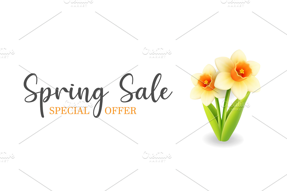 Spring sale banner with yellow, an Object Illustration by GraphiShop