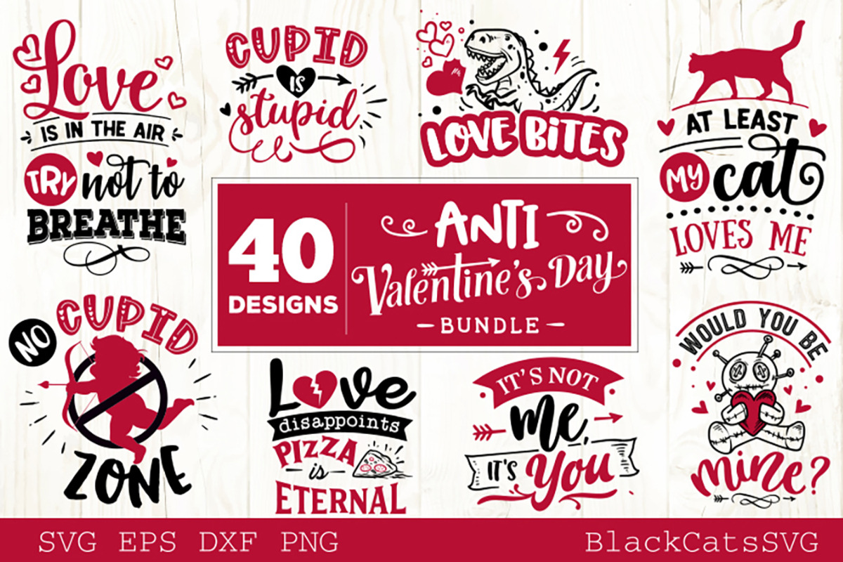Anti Valentines Day SVG bundle, an Illustration by BlackCatsMedia (Photo 1 of 5)