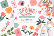Spring elements, patterns, lettering, a Decorative Illustration by hanifa_design (Thumbnail 1 of 8)