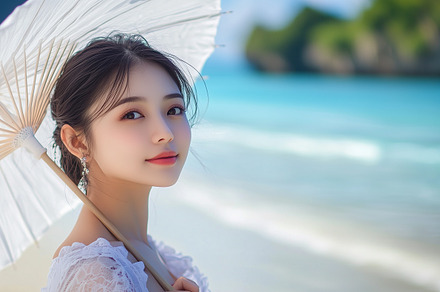 Graceful asian woman in a white lace, a Person Photo by MistyDay