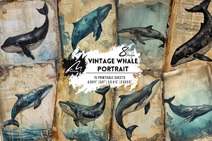 Shabby Grunge Whale Papers