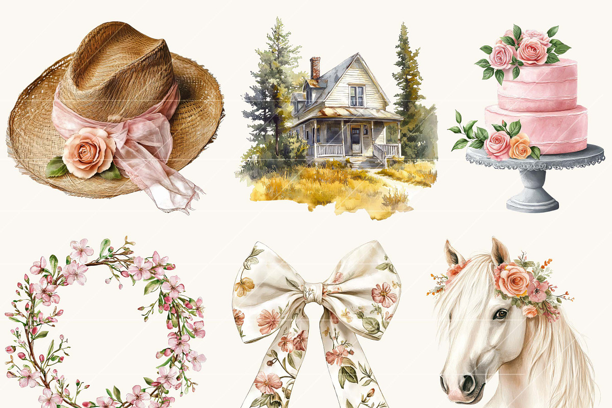 Watercolor Floral Horse Clipart, an Animal Illustration by Design Scotch (Photo 5 of 8)