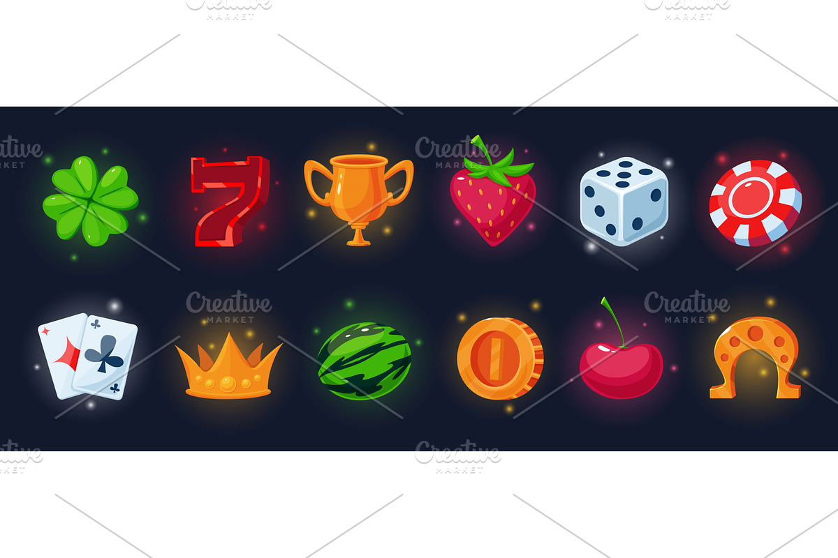 Game casino cartoon elements, an Illustration by LadadikArt