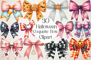 Halloween Coquette Bow Clipart, an Illustration by DreamPrint404