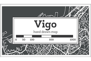 Vigo Spain City Map In Retro Style.