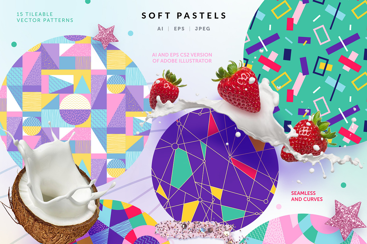 Soft Pastels Patterns, a Pattern Graphic by Designnina Shop (Photo 2 of 18)