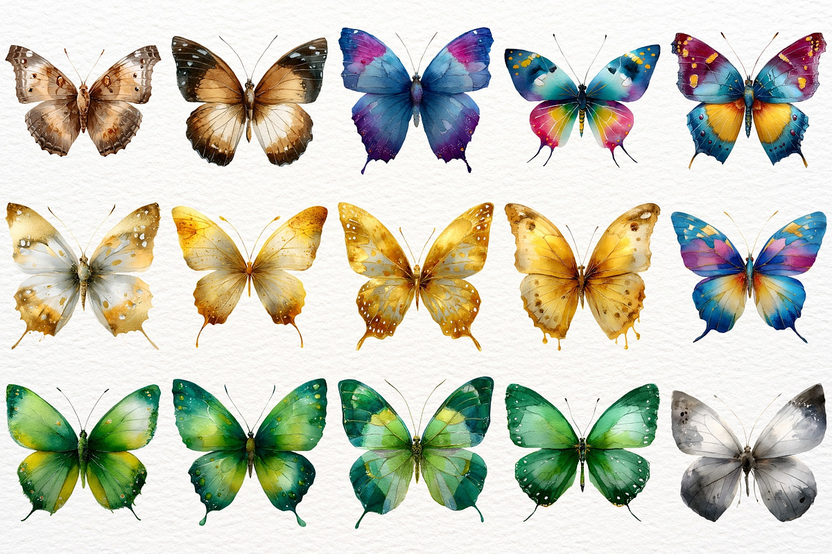 Floral Butterfly Clipart Summer PNG, an Animal Illustration by SugarCloudStudioArt (Photo 4 of 8)