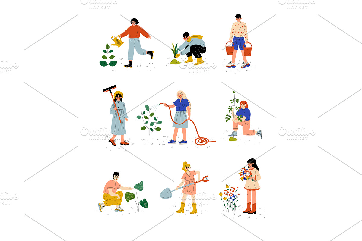 People Working in Garden or Farm, a Person Illustration by TopVectors
