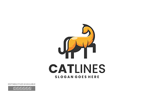 Cat Line Art Logo, a Branding & Logo Template by ivan_artnivora