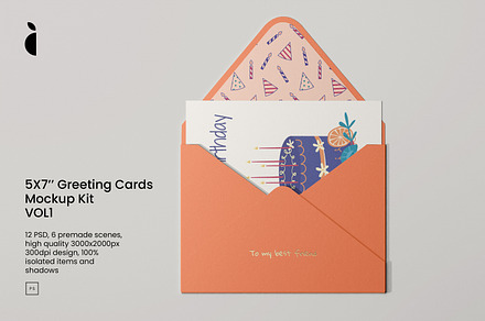 5x7 Greeting Cards Mockup Kit, a Books & Magazine Mockup by Catkie - Digital Art