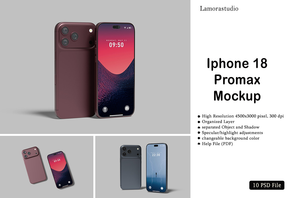 Iphone 18 Promax Screen Mockup, an iPhone Mockup by lamorastudio (Photo 11 of 11)