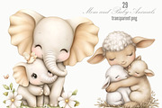 Mom and Baby Animals Clipart Bundle, an Animal Illustration by Designking (Thumbnail 1 of 5)