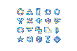 impossible geometric shape icons, an Object Illustration by pikepicture