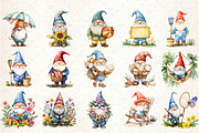 Watercolor Summer Gnome Clipart, an Illustration by Libby Wishes (Thumbnail 3 of 6)