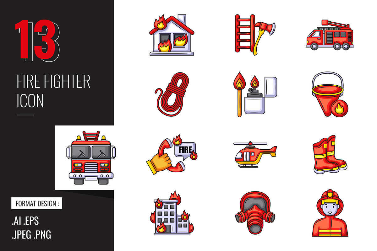 Fire Fighter Icon Set, a Duotone Icon by shin_std