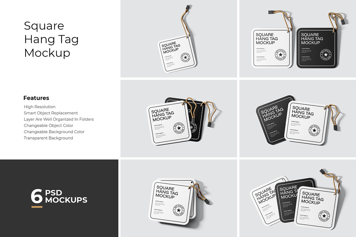 Square Hang Tag Mockup, an Advertising Mockup by Rizky Audymas (Photo 1 of 8)