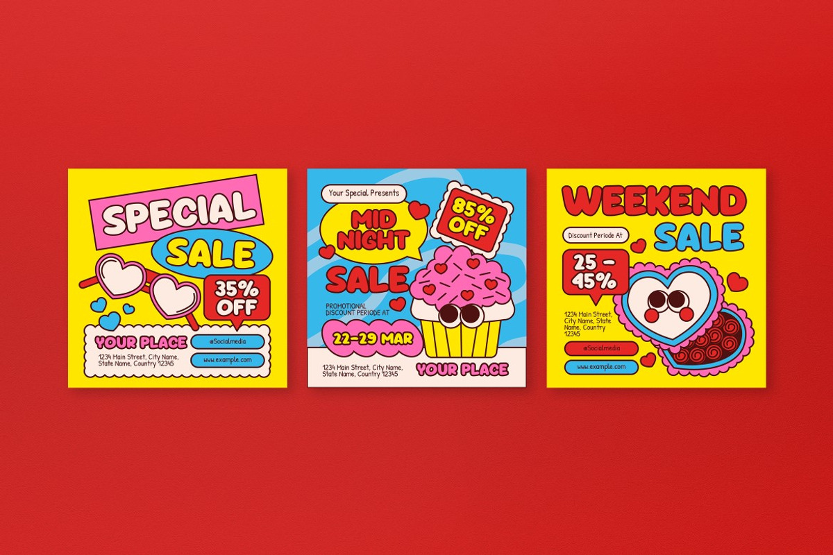 Red Yellow Valentine Sale Banner, an UI Kit Template by graphicook (Photo 3 of 4)
