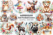 Boho Woodland Creatures Animals, an Illustration by CraftArtStudio (Thumbnail 1 of 6)