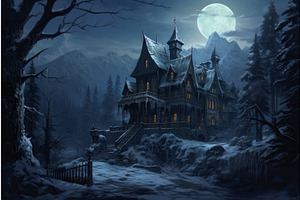 Dark Gothic Vintage House. Winter