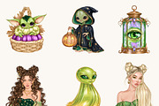 Spooky Alien Halloween Clipart, a Seasonal Illustration by BusyDaydesign (Thumbnail 3 of 9)