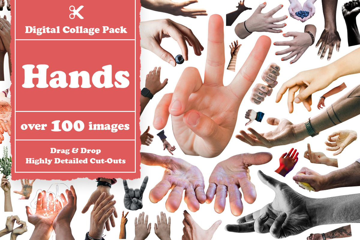 Hands Digital Collage Pack, an Object Graphic by Collage Supply Co (Photo 1 of 3)