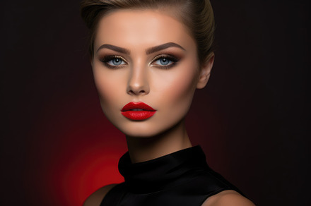 Portrait shot of a model with a glamorous and red carpet ready m, a Beauty & Fashion Photo by designvectx