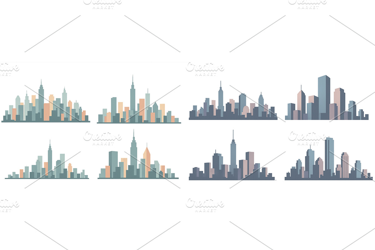 City skyline silhouettes featuring, an Object Illustration by ZinetroN