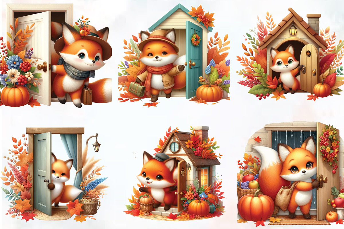Autumn Cute Fox with House Clipart, a Work Illustration by Craft Nest (Photo 3 of 3)