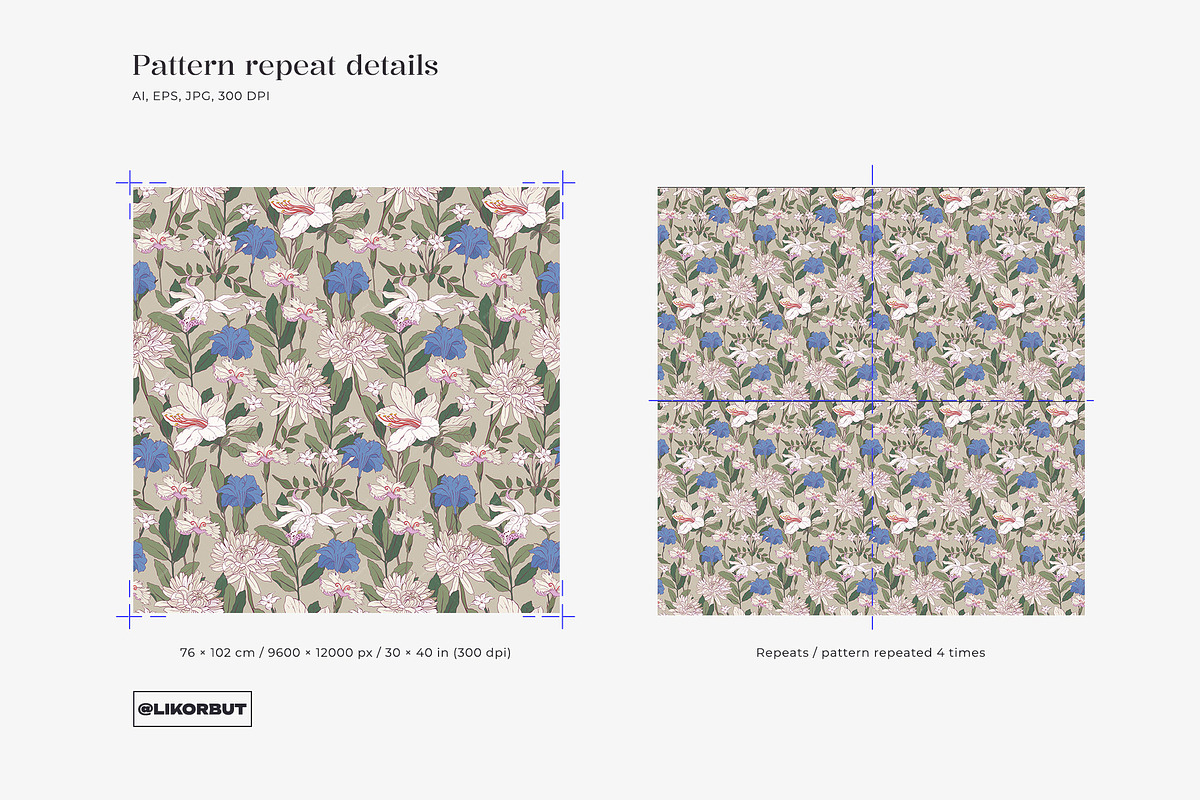 Elegant Botanical Floral Pattern, a Pattern Graphic by likorbut (Photo 6 of 14)