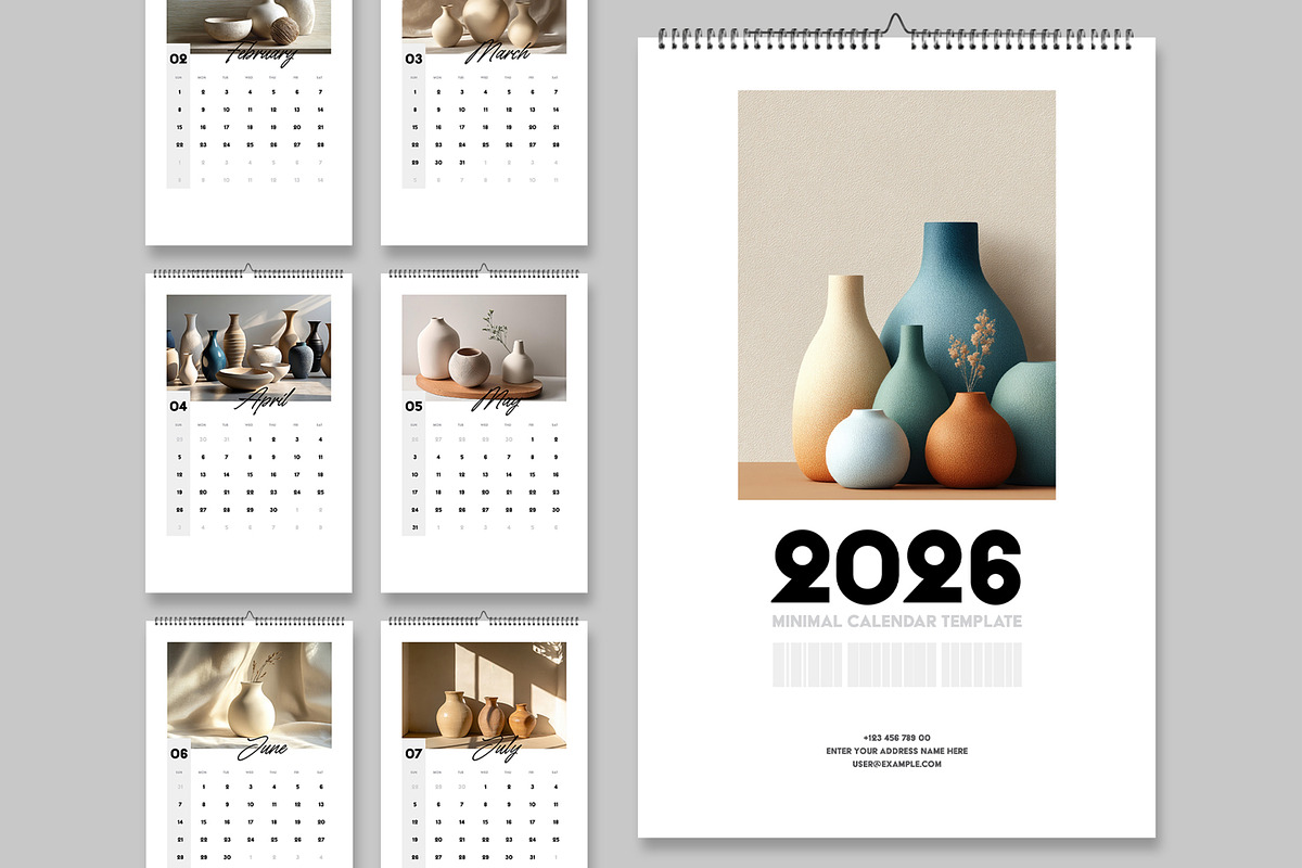 Minimal Art Wall Calendar 2026, a Stationery Template by ContestDesign (Photo 1 of 5)