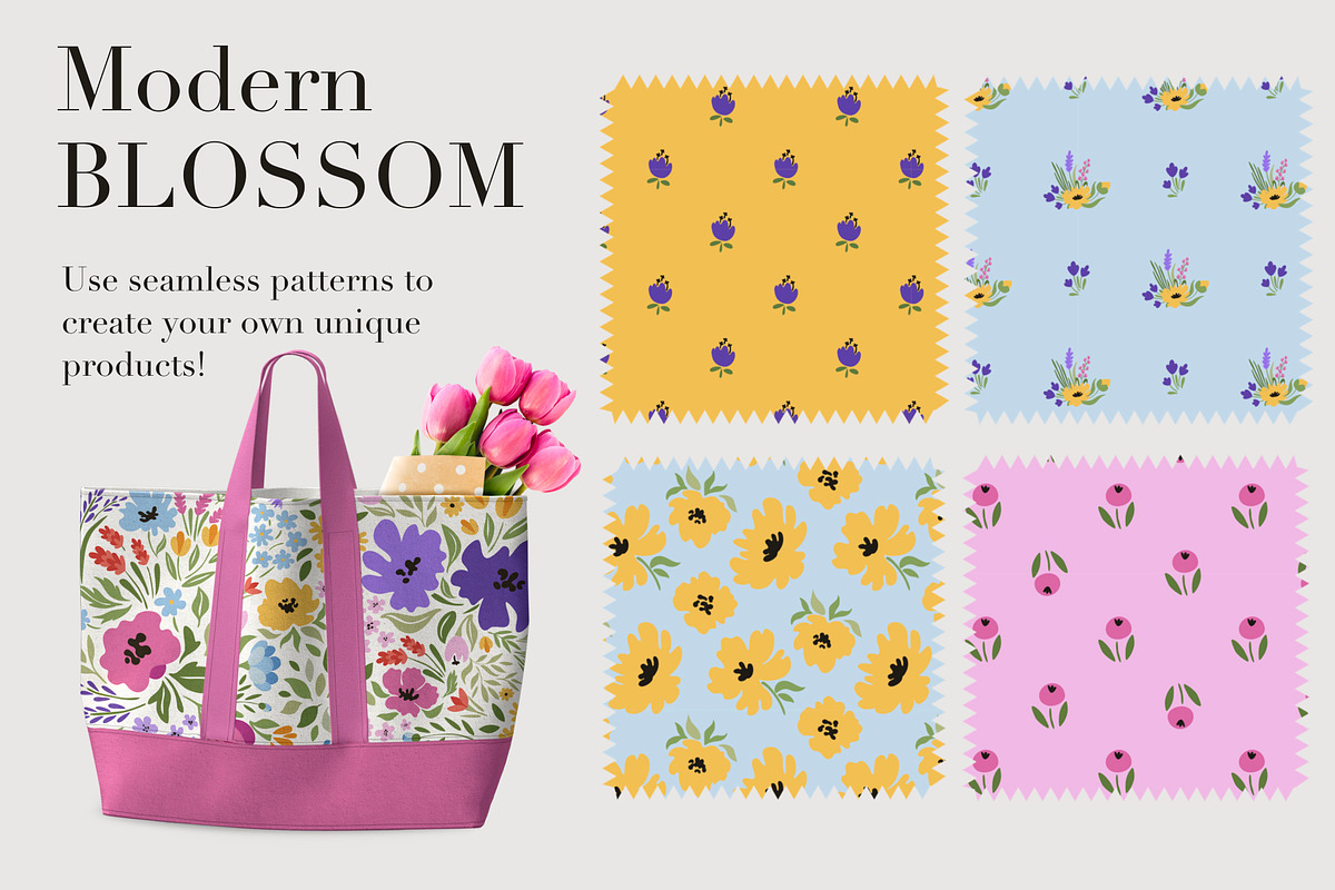 Modern BLOSSOM, abstract floral set., an Illustration by Veronika Gotovceva (Photo 6 of 8)