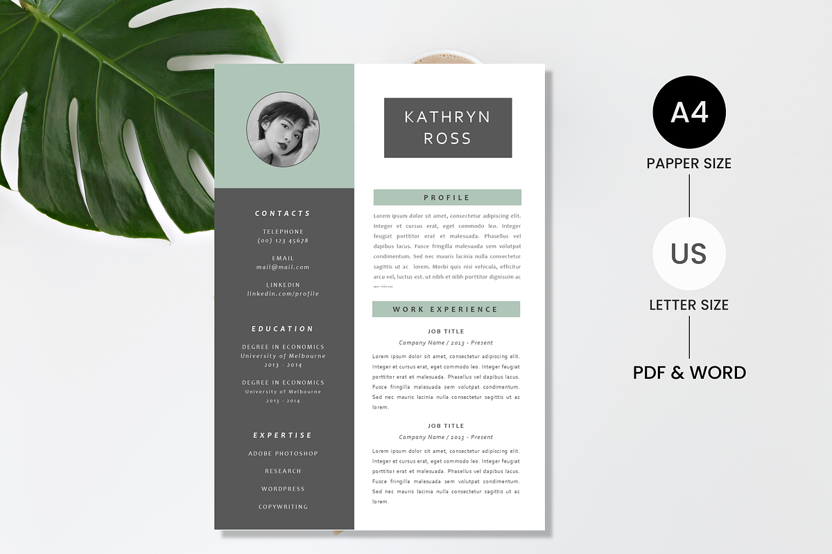 Simple Resume / CV / Cover Letter, a Resume Template by Vowly Std
