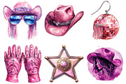 Pink Cowgirl Disco Clipart PNG, an Illustration by SinaCreation (Thumbnail 3 of 5)