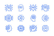 AI Brain Icons Set, a Branding & Logo Template by Vectorium Studio (Thumbnail 1 of 2)