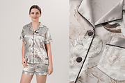 Silk Short-sleeve Pyjama Mockup Set, a Bottom Mockup by creatsy5 (Thumbnail 9 of 12)