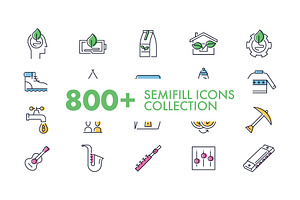 800+ Semifill Icons Collection
