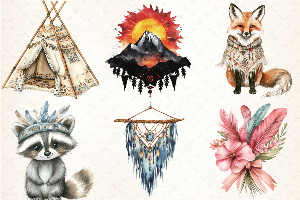 Boho Tribal PNG Set, an Illustration by DreamCafeArt (Photo 3 of 7)