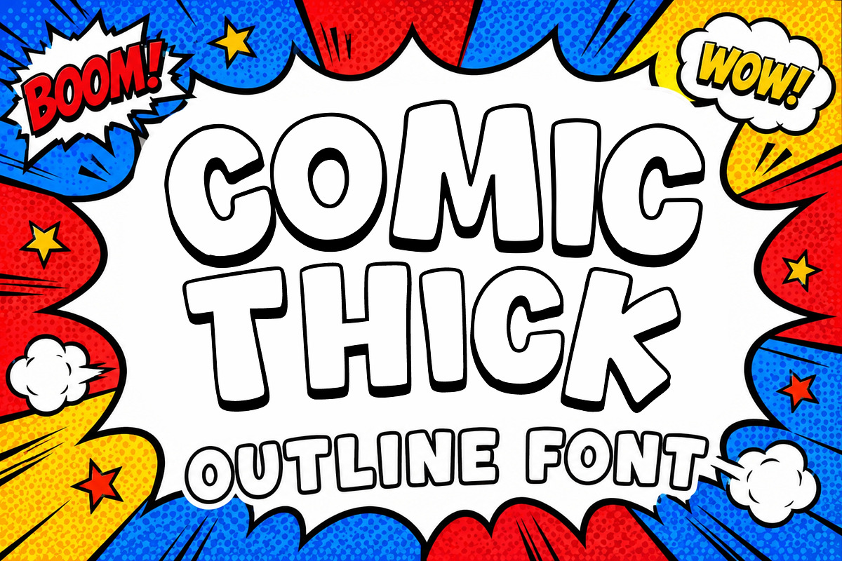 Comic Thick – Fun Outline Font, a Sans Serif Font by Limited.studio (Photo 1 of 4)