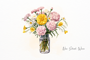 Flower Vase Watercolor Clipart, a Decorative Illustration by New-School-Wave (Thumbnail 2 of 5)