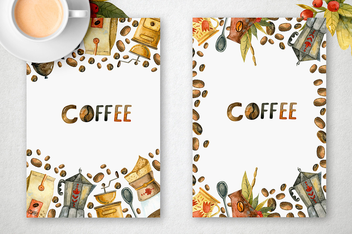 Coffee Illustrations Watercolor, a Texture Illustration by annasokol_ (Photo 7 of 13)