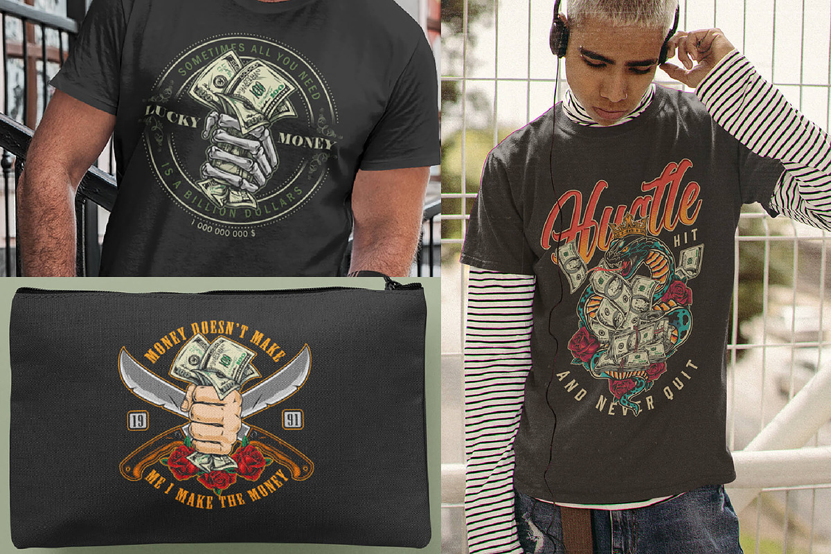 Money Hustle t-shirt designs, a Branding & Logo Template by DGIM studio (Photo 6 of 6)