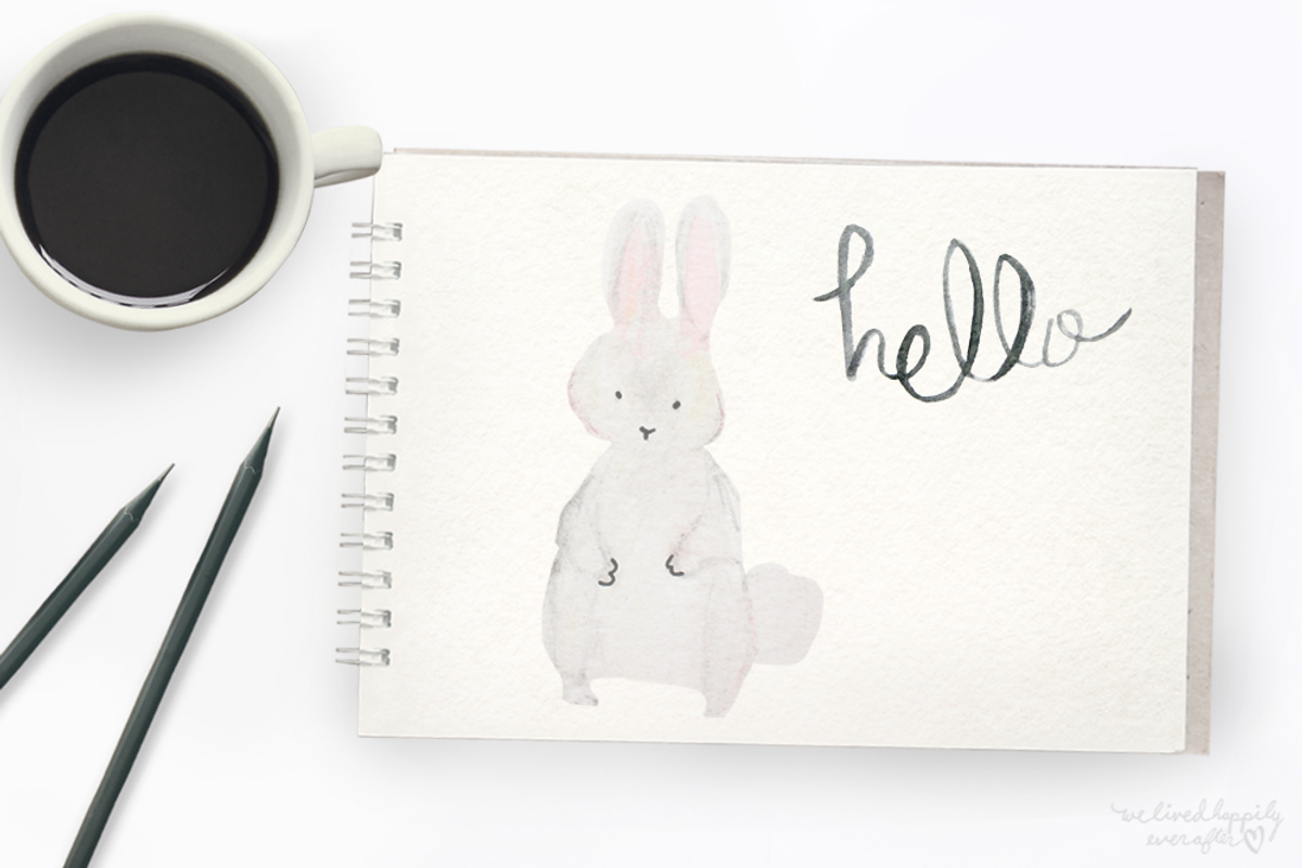 Watercolor Bunny Digital Graphics, an Animal Illustration by WeLivedHappilyEverAfter (Photo 1 of 4)